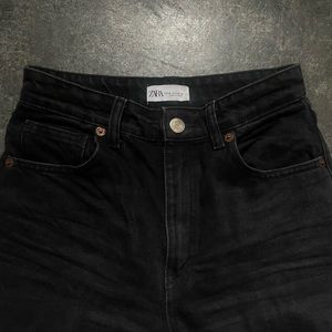 Zara Trf High Rise Wide Leg Black Jeans
